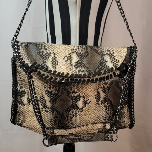 Steve Madden Faux Python Bag with Chain Handles and Shoulder Strap - Picture 14 of 14